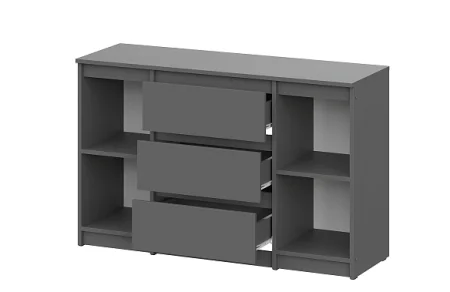 Комод 3 ящика двухстворчатый Денвер графит серый