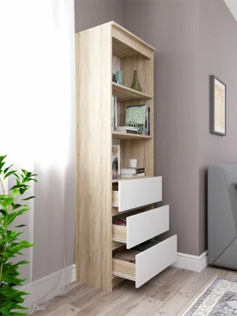 Стеллаж с ящиками Мори МСТ 600.3 дуб сонома/белый