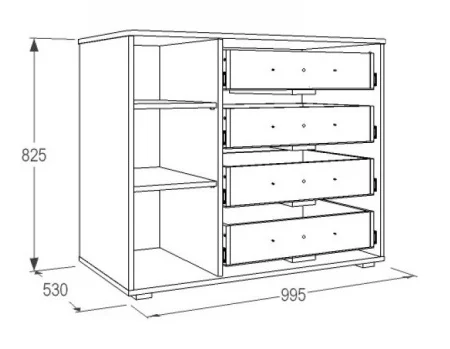 Комод Омега-16 ясень анкор темный/ясень анкор светлый