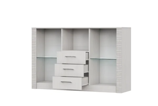 Комод-витрина Гамма-20 ясень анкор светлый/сандал светлый