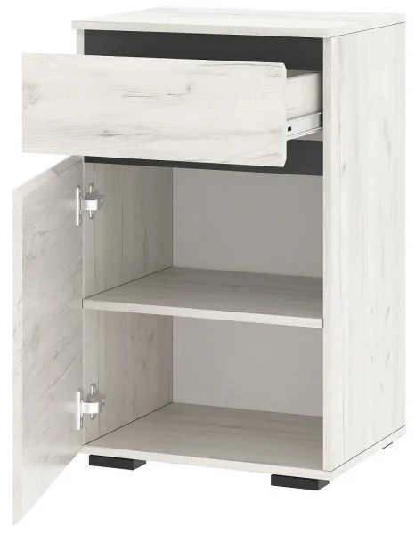 Тумба Гретта 1С1Я дуб крафт белый/антрацит