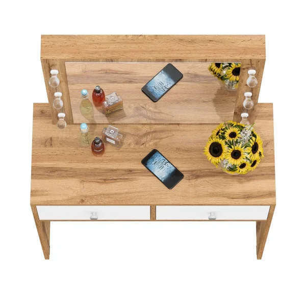 Стол косметический с подсветкой СТ-5 дуб вотан/белый