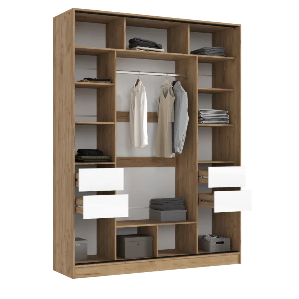 Шкаф-купе Роджинамиф 1800 дуб крафт/белый глянец