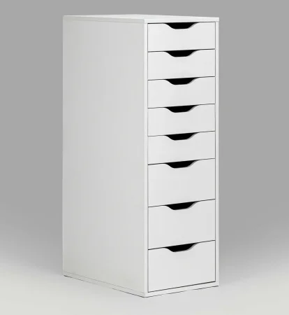 Узкий комод 8 ящиков Ингар белый