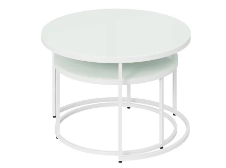 Стол журнальный Вега белый, стекло лакобель белый