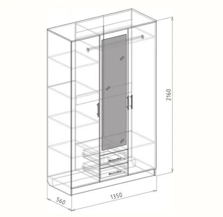 Шкаф 3-дверный Светлана №4 дуб бунратти/бодега