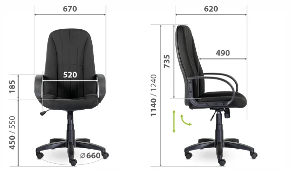 Кресло Альтаир В пластик 727 черный