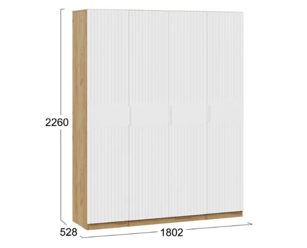 Шкаф комбинированный с 4-мя дверями Хилтон дуб крафт золотой/белый матовый