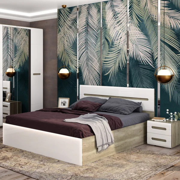 Кровать Наоми КР-11 1,6 дуб каньон/белый глянец