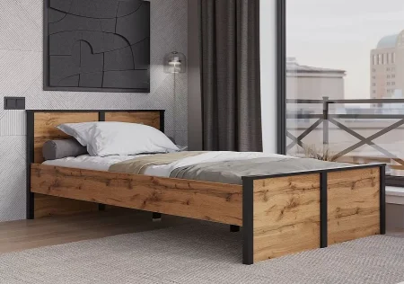 Кровать Лофт LOZ120 дуб вотан/черный