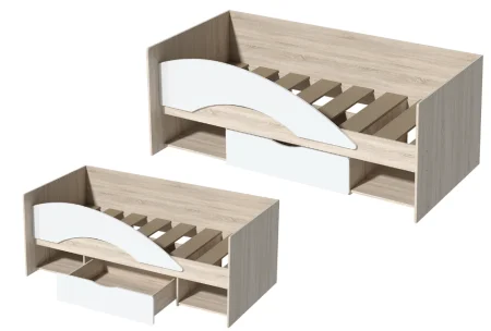 Кровать с бортиком Галактика дуб сонома/белый глянец