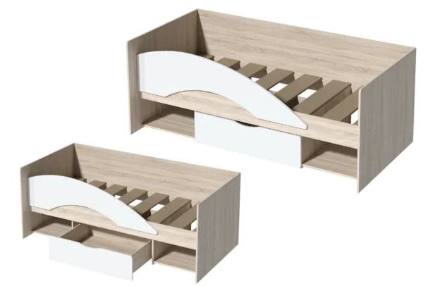 Кровать с бортиком Галактика дуб сонома/белый глянец