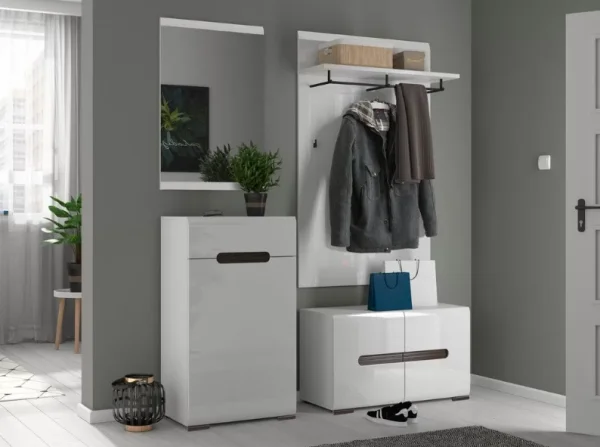 Тумба для обуви Ацтека SFK2D белый глянец