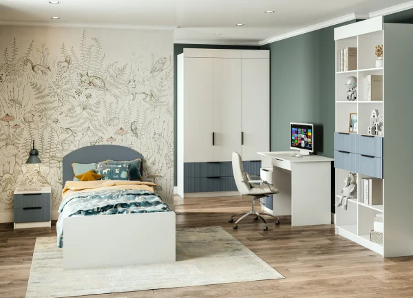 Шкаф Лавис ШД 900.1 белый/лазурь софт