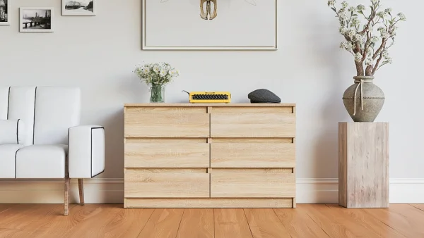 Широкий комод шесть ящиков МК 1200.6 дуб сонома