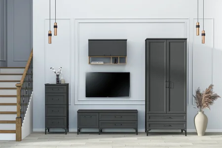 Тумба под телевизор Шарм Т-2 антрацит/рамка