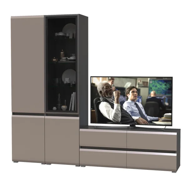 Модульная гостиная Сидней антрацит/веллюто капучино