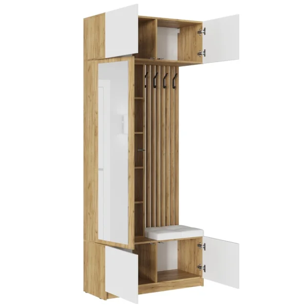 Прихожая Бостон дуб крафт золотой/белый глянец