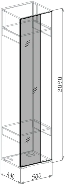 Вешалка с зеркалом Лидер №6 венге/рельеф пастель