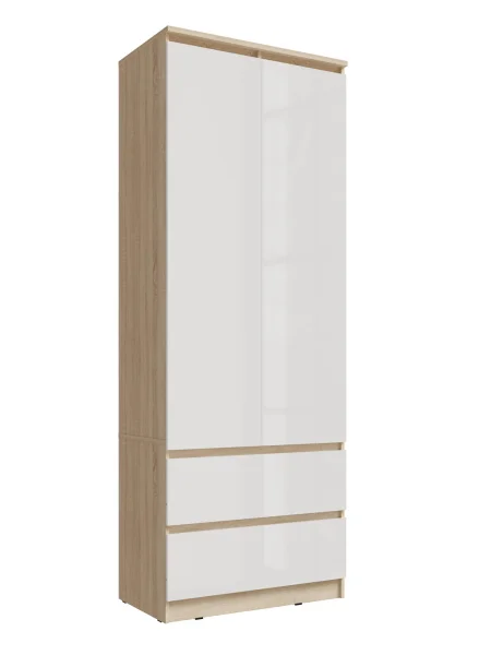 Шкаф Челси 2-х створчатый комбинированный дуб сонома/белый глянец