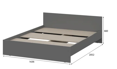 Кровать Денвер 1.6 графит серый