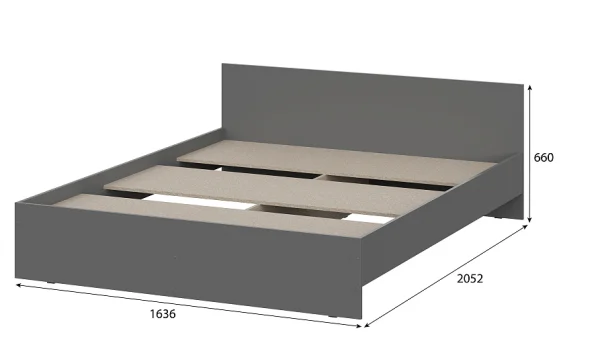 Кровать Денвер 1.6 графит серый
