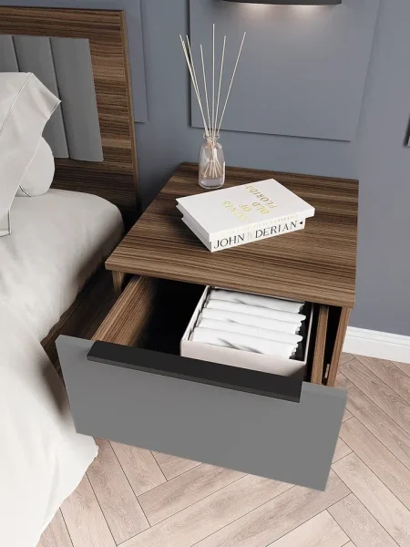 Тумба прикроватная подвесная Роза орех франклин/графит скин ройс