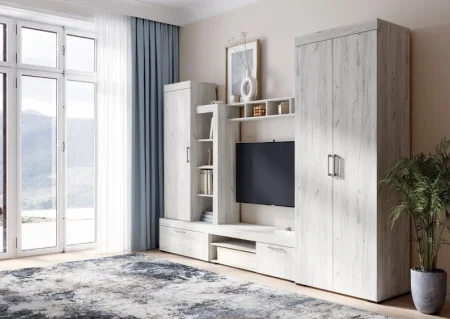 Модульная гостиная Гранд дуб крафт белый