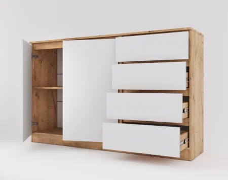 Комод Охта Лайт 1600.4 дуб вотан/белый