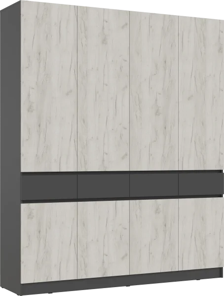 Шкаф 4-х створчатый Роджина графит/дуб крафт белый