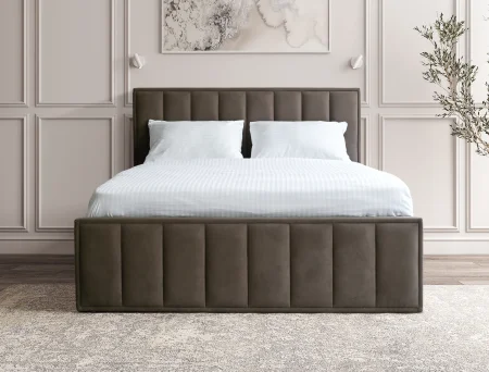 Кровать Лана 180х200 с подъемным механизмом, велюр шоколад