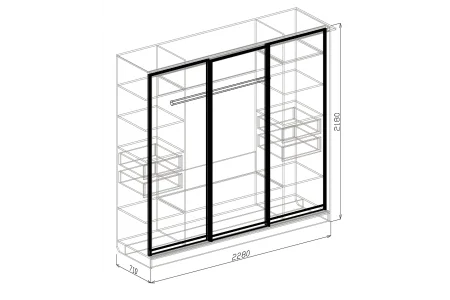 Шкаф-купе Токио 3-х створчатый венге/бодега