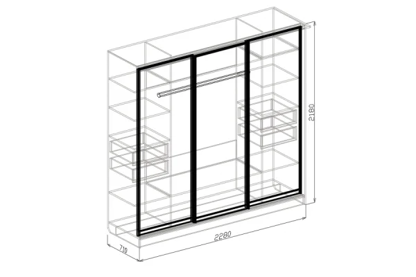 Шкаф-купе Токио 3-х створчатый венге/бодега
