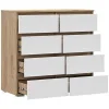 Комод 8 ящиков Хелен КМ-04 дуб крафт золотой/белый
