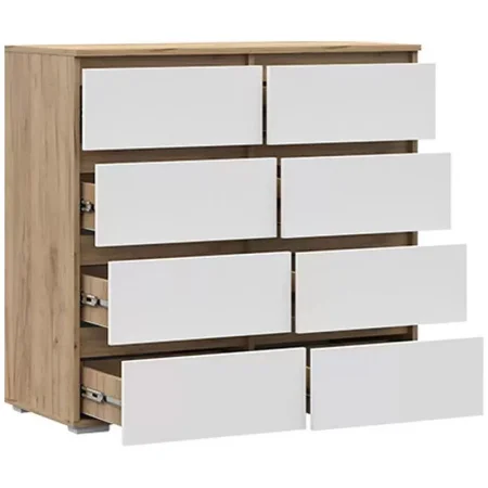 Комод 8 ящиков Хелен КМ-04 дуб крафт золотой/белый