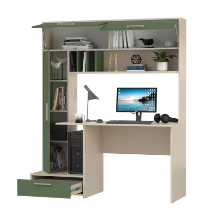 Стол письменный Лайт 03.243 сатин/дымчатый зелёный