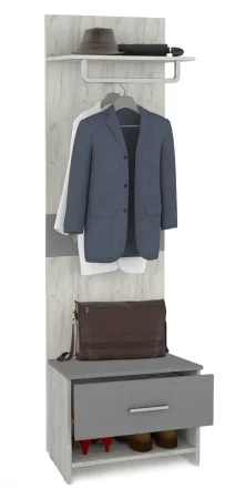 Юнона Вешалка 15.13 + Тумба дуб белый/серый шифер