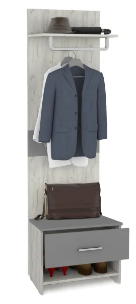 Юнона Вешалка 15.13 + Тумба дуб белый/серый шифер