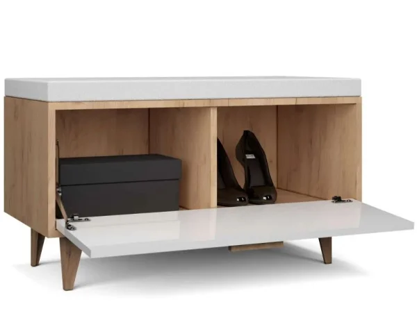 Обувница Эго Об-1 (НГ) дуб крафт золотой/белый глянец