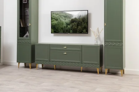 Тумба ТВ Марион 16.167 дымчатый зеленый/олива шагрень