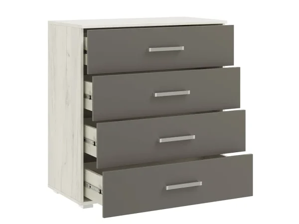 Комод 4 ящика Фиеста NEW 800 графит/дуб крафт белый