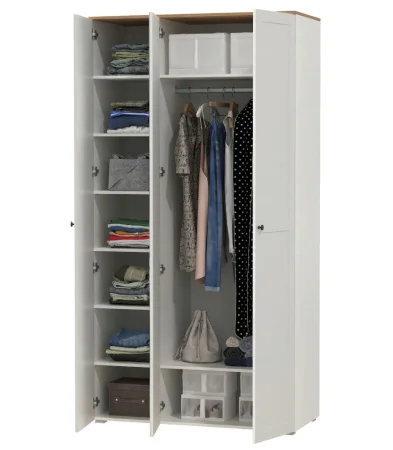 Шкаф для одежды Остин 13.336.03 белый шагрень/дуб крафт золотой