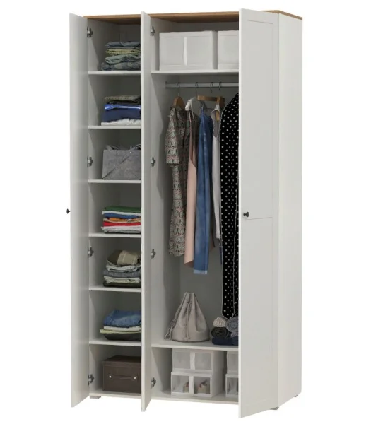 Шкаф для одежды Остин 13.336.03 белый шагрень/дуб крафт золотой