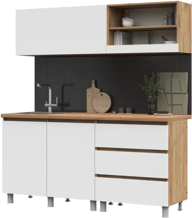 Кухня Хелен 1,7 дуб крафт золотой/белый