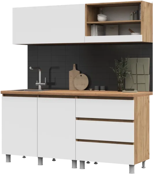 Кухня Хелен 1,7 дуб крафт золотой/белый