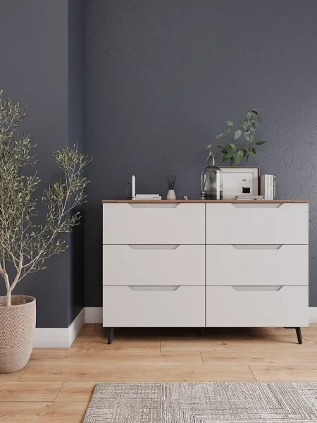 Комод Роза 1300 орех франклин/белый софт тренто