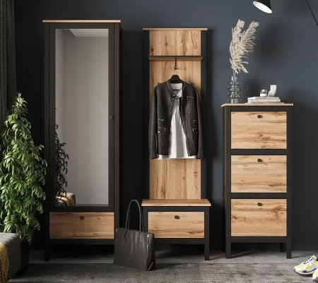 Вешалка Лофт WIE/55 дуб вотан/черный