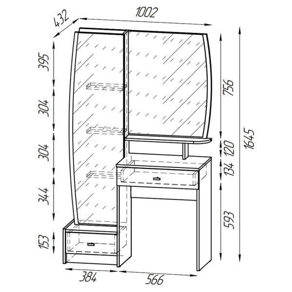 Трюмо 4-25102 Сицилия дуб крафт серый/скандинавское дерево белое