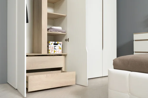 Шкаф 2-х дверный Муссон 13.198 белый/дуб эндгрейн элегантный