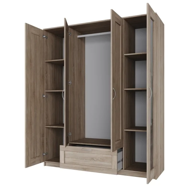 Шкаф Сириус комбинированный 4 двери 1 ящик (2 зеркала) сонома